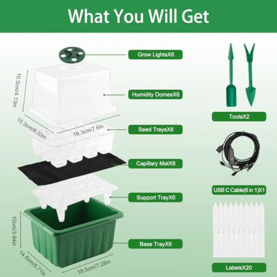 Seed Starter Tray with Light 6 - Humidity Dome Kit บทวิจารณ์และราคา